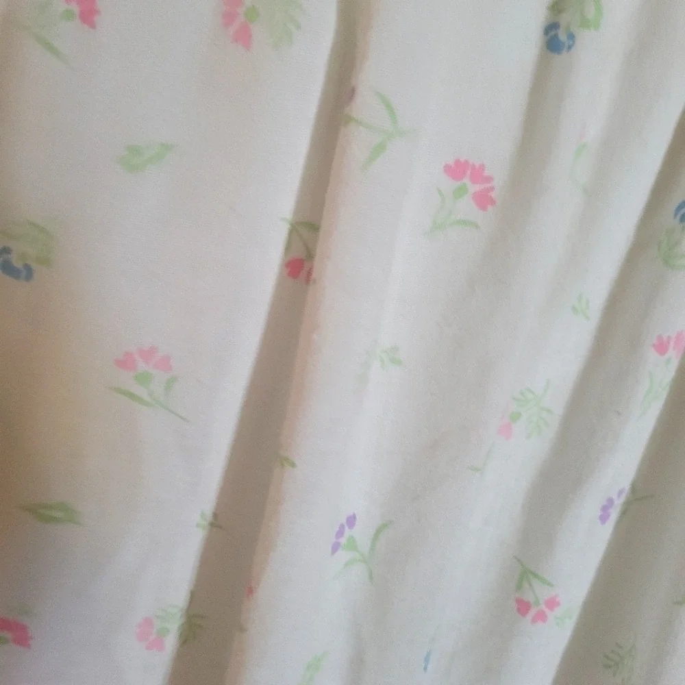 Vintage Floral Button Front Nightgown White Pink Lace Trim Cottagecore - Picture 8 of 8
